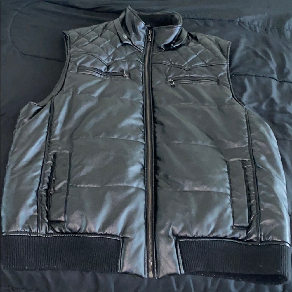 Bar III MENS faux leather lined vest